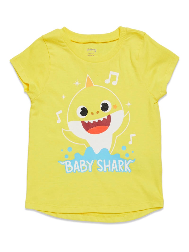 Pinkfong Baby Shark Infant Baby Girls 3 Pack T-Shirts Pink/Yellow/Blue 18 Months - Image 4